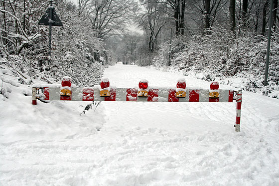 Waldstraße in Herne - gesperrt bei Schnee